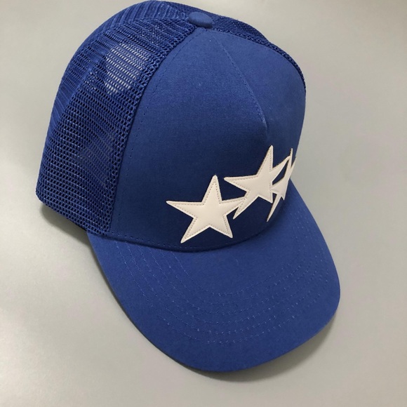 Amiri Blue Trucker Hat with White Star Baseball Cap Women and Men Driver Hats main image 9